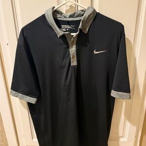 Nike Men's Black and Gray Polo Shirt